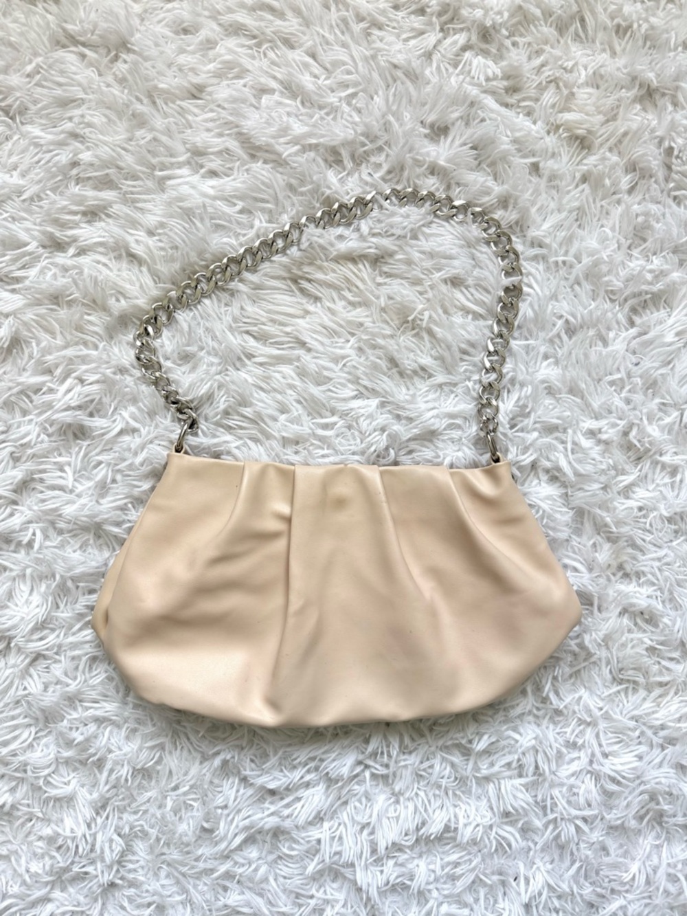 Nasty Gal Cream Shoulder Bag with Silver Chain